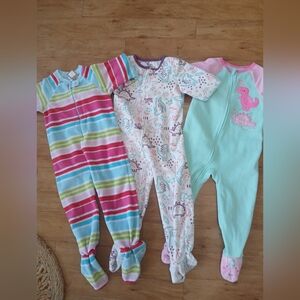 Multicolor Striped and Dinosaur Footies 3t Carters Ect L8t If 3